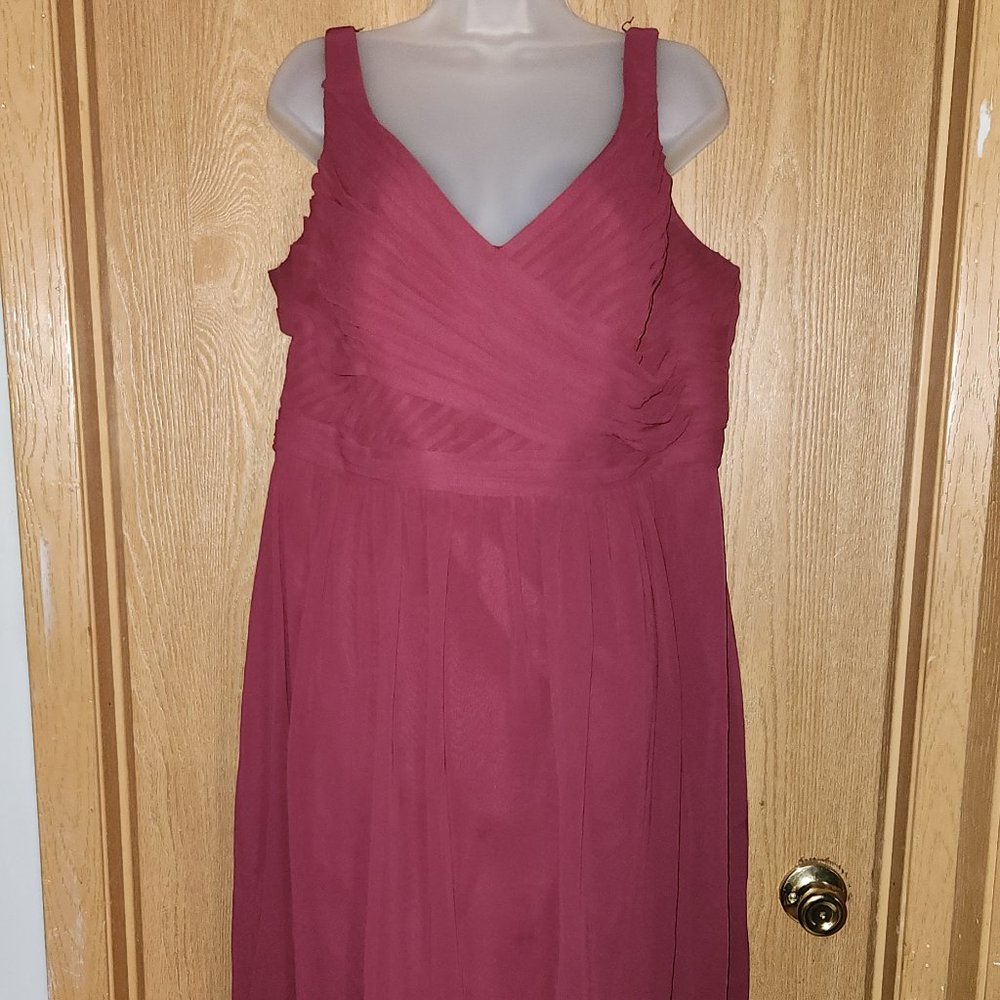 David Bridal Maroon V-Neck Dress
